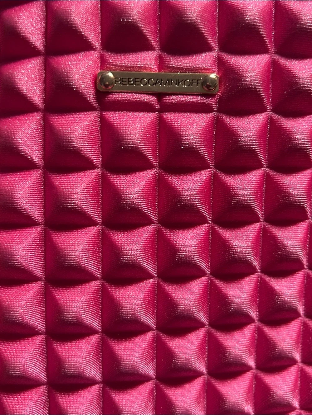 Rebecca Minkoff Hot Pink Crossbody Studded Quilted iPAD Bag EUC
